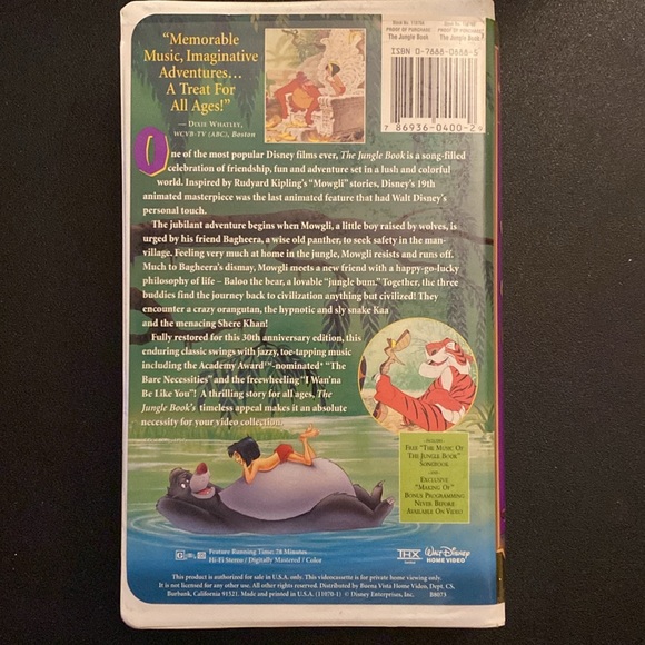 1997 Original 30th Anniversary Limited Edition "The Jungle Book" VHS - Picture 3 of 5